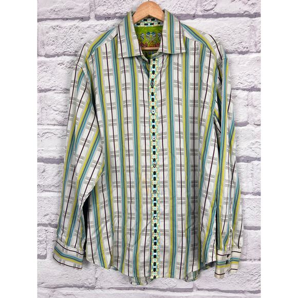 Robert Graham Mens XL Designer Wearable Art Maximalist Button Flip Cuff Shirt - Picture 3 of 13